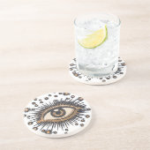 Dessous De Verre En Grès Oeil étoile Lune Celeste Nouveau (Côté)