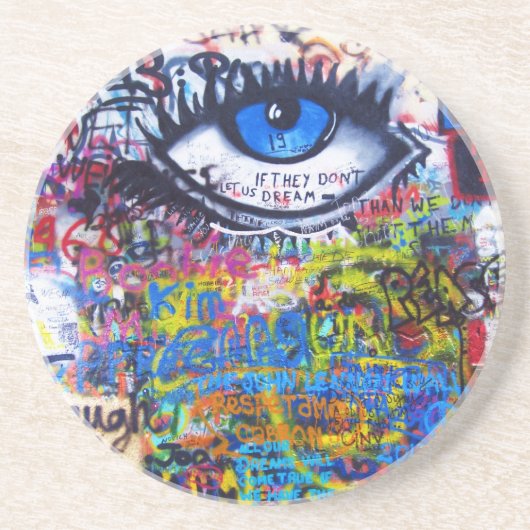 Dessous De Verre En Grès Oeil mauvais de graffiti bleu (Devant)