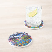 Dessous De Verre En Grès Oeil mauvais de graffiti bleu (Côté)