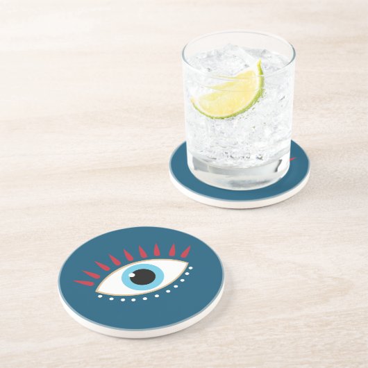 Dessous De Verre En Grès Oeil rouge grec (Côté)