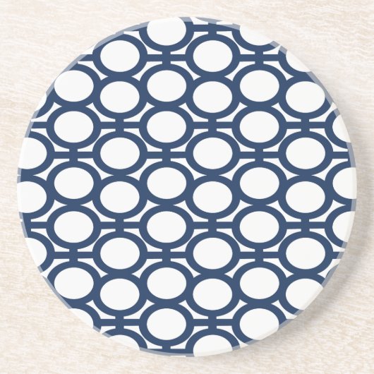 Dessous De Verre En Grès Oeillets bleu-foncé et blancs (Devant)