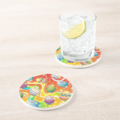 Dessous De Verre En Grès Oeufs de Pâques Design ornemental (Côté)