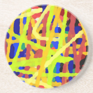 Dessous De Verre En Grès Oeuvre Abstraite colorée