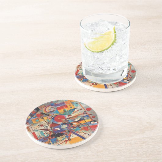 Dessous De Verre En Grès Oeuvre Abstraite moderne (Côté)