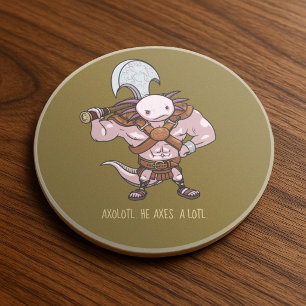 Dessous De Verre En Grès Œuvre d'art d'un axolotl avec un guerrier gladiate