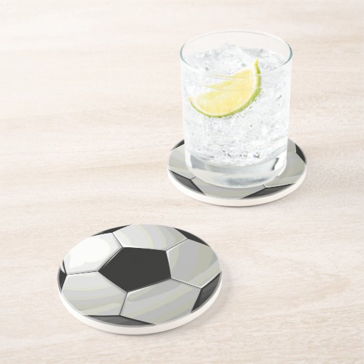 Dessous De Verre En Grès Oeuvre de soccer unique (Côté)