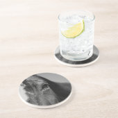 Dessous De Verre En Grès OEuvre d'oeil noir blanc (Côté)