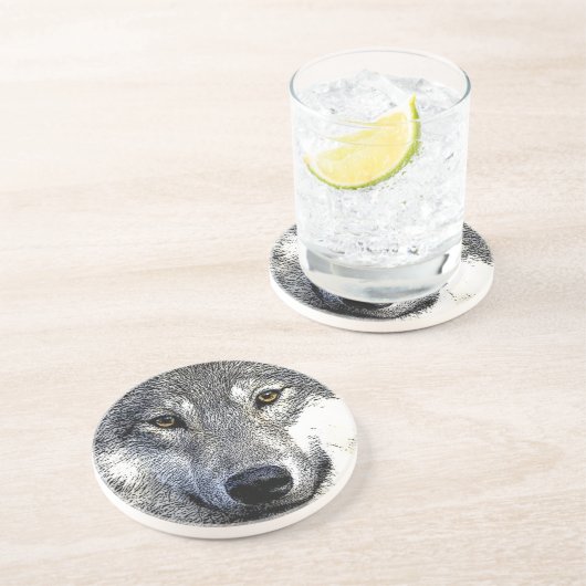Dessous De Verre En Grès OEuvre Wolf Eyes (Côté)