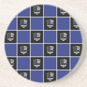 Dessous De Verre En Grès Officier de police Chic Mince Motif d'insigne de l