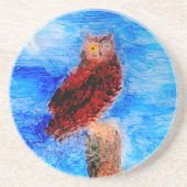 Dessous De Verre En Grès Oiseau Art Chouette Brown (Devant)