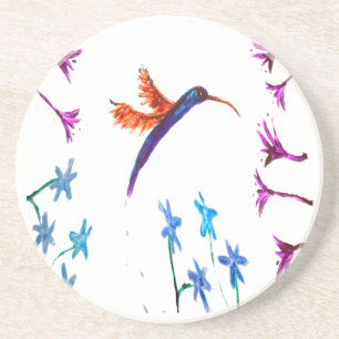 Dessous De Verre En Grès Oiseau Art Floral Colibri