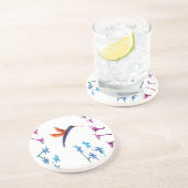 Dessous De Verre En Grès Oiseau Art Floral Colibri (Côté)