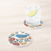 Dessous De Verre En Grès Oiseau bleu et art folklorique Fleur sauvage (Côté)