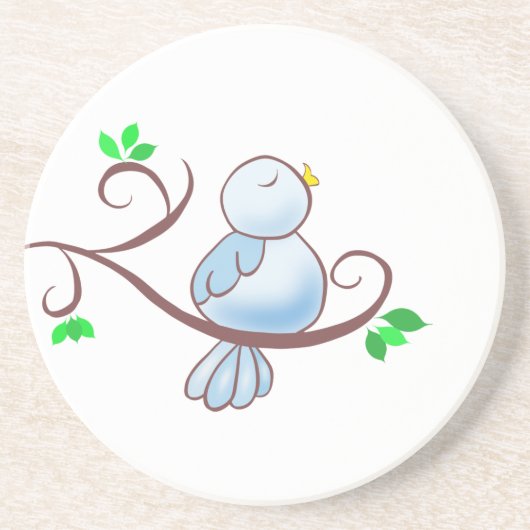 Dessous De Verre En Grès Oiseau bleu heureux (Devant)