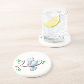 Dessous De Verre En Grès Oiseau bleu heureux (Côté)