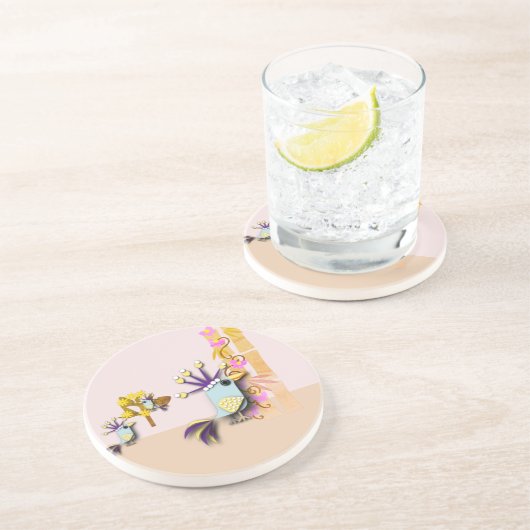 Dessous De Verre En Grès Oiseau drôle (Côté)