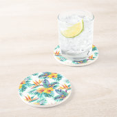 Dessous De Verre En Grès Oiseau du paradis et du motif d'orchidée (Côté)