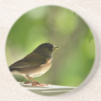 Dessous De Verre En Grès Oiseau en vert feuille arrière - plan