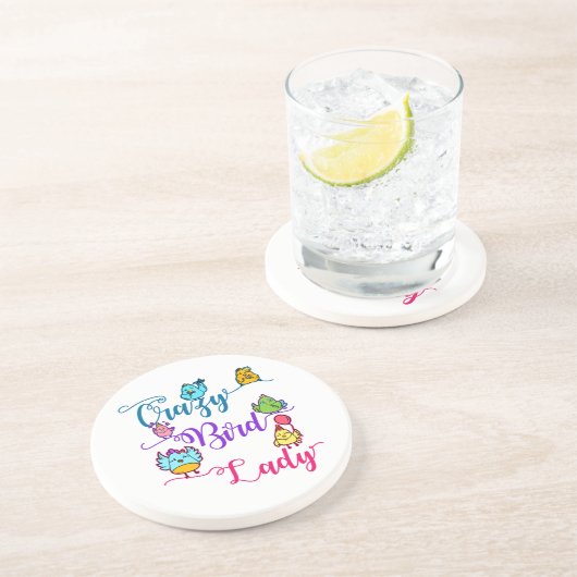 Dessous De Verre En Grès Oiseau fou Lady Propriétaire Oiseau Lover Birder (Côté)