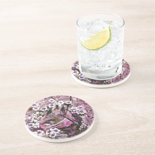 Dessous De Verre En Grès OISEAU NEST rose (Côté)