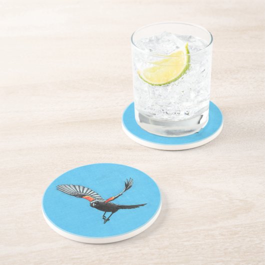 Dessous De Verre En Grès Oiseau roux (Côté)
