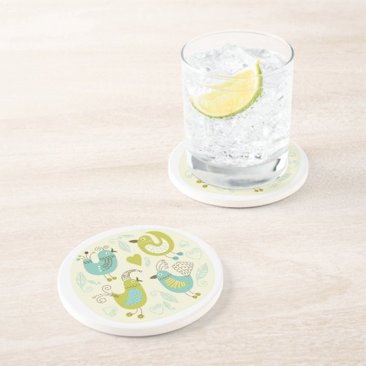 Dessous De Verre En Grès oiseaux de bande dessinée de cate (Côté)