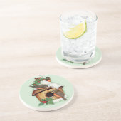 Dessous De Verre En Grès Oiseaux d'hiver et maison d'oiseaux (Côté)