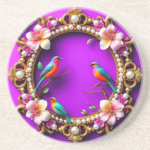 Dessous De Verre En Grès Oiseaux vibrants perchés