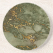 Dessous De Verre En Grès Olive Green et Gold Marble de luxe (Devant)