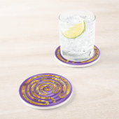 Dessous De Verre En Grès Ondulations de violette de l'OR | de labyrinthe (Côté)