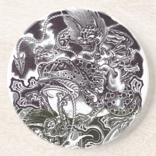 Dessous De Verre En Grès Oni Devils et crapaud (Devant)