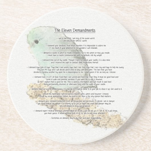 Dessous De Verre En Grès Onze Demandes De Parrotlets (Devant)