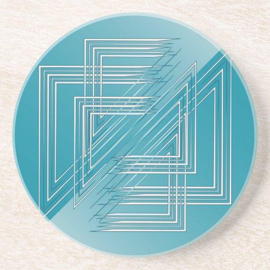 Dessous De Verre En Grès Opal Turquoise blanc (Devant)