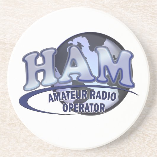 DESSOUS DE VERRE EN GRÈS OPÉRATEUR RADIO AMATEUR BLEU DE LOGO DE JAMBON (Devant)