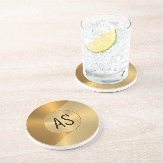 Dessous De Verre En Grès Or métallique et cuivre conception géométrique (Côté)