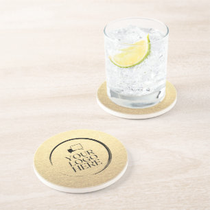 Dessous De Verre En Grès Or personnalisé simple et élégant votre logo ici