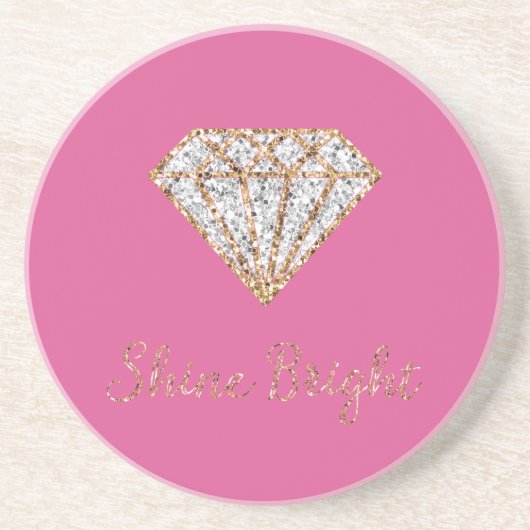Dessous De Verre En Grès Or rose diamant blanc scintillant (Devant)