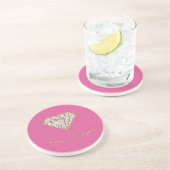 Dessous De Verre En Grès Or rose diamant blanc scintillant (Côté)