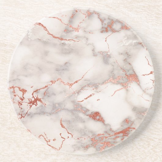 Dessous De Verre En Grès or rose et marbre blanc (Devant)