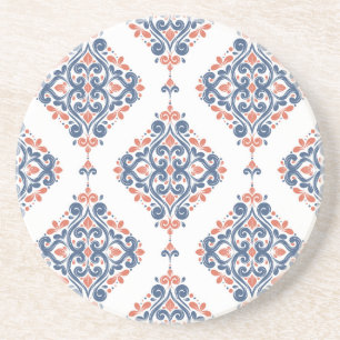 Dessous De Verre En Grès Orange Bleu Ornemental : Sans Couture Vintage
