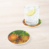 Dessous De Verre En Grès Orange Hawkweed Blosse L'Impressionnisme Abstrait (Côté)