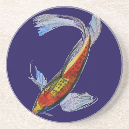 Dessous De Verre En Grès Orange Koi japonais aquarelle carpe art (Devant)