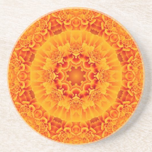 Dessous De Verre En Grès Orange Marigold Mandala (Devant)