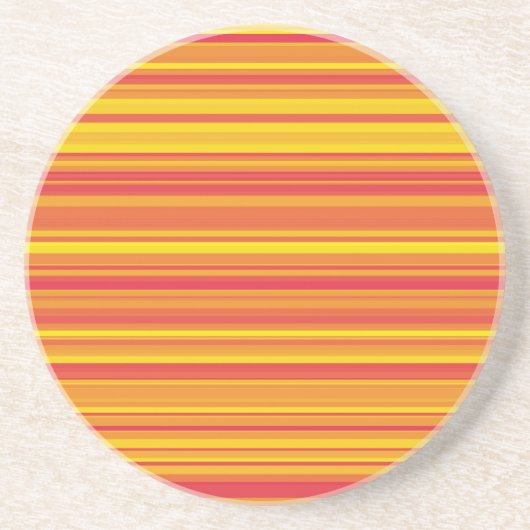 Dessous De Verre En Grès Orange rouge jaune rayures (Devant)