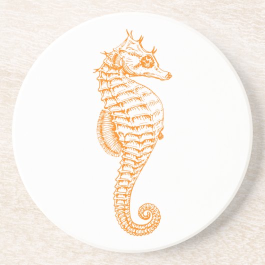 Dessous De Verre En Grès Orange Seahorse (Devant)