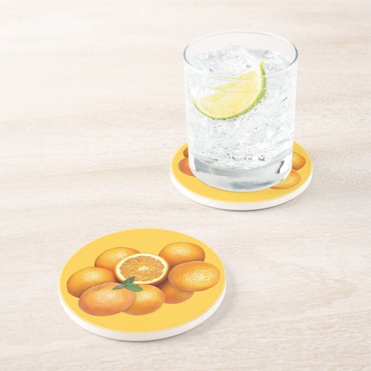 Dessous De Verre En Grès Oranges (Côté)