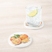 Dessous De Verre En Grès Oranges coupées et entières (Côté)