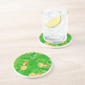 Dessous De Verre En Grès Oranges et feuilles tropicaux (Côté)