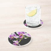Dessous De Verre En Grès Orchidée blanche et violette (Côté)