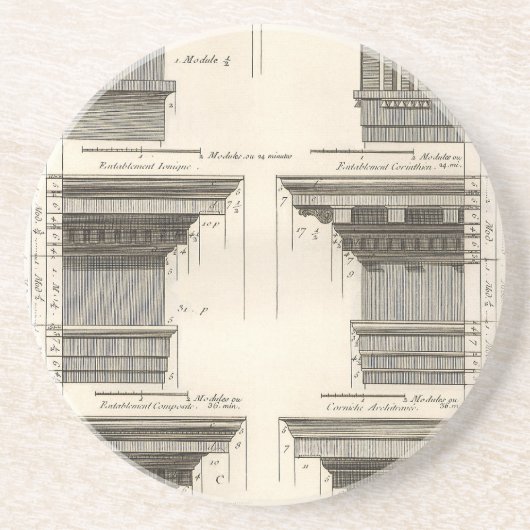 Dessous De Verre En Grès Ordres d'Architecture, Entablements Anciens (Devant)